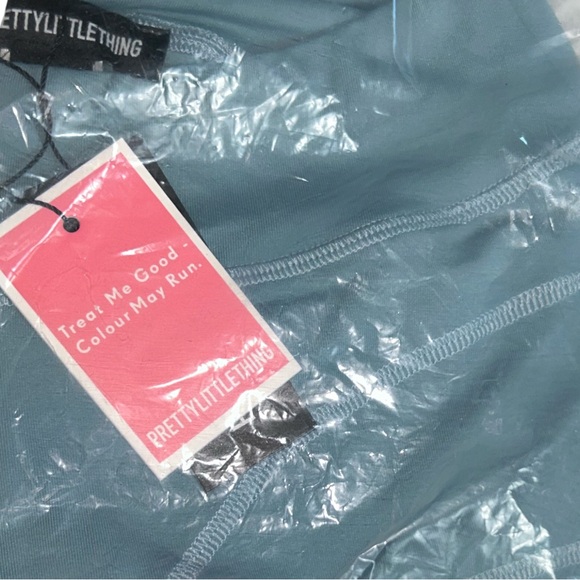 PRETTYLITTLETHING Steel Blue Stitch Detail Gym Leggings - Picture 6 of 6